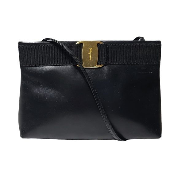 Salvatore Ferragamo Handbags - Vintage Salvatore Ferragamo Vara Bow Crossbody Bag Black Leather